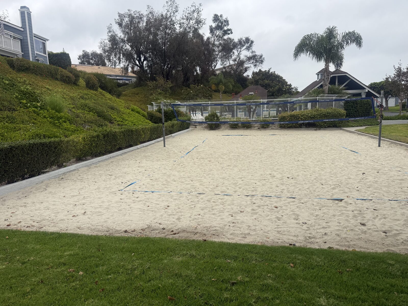 The sand volleyball court today